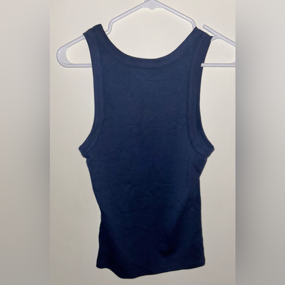 NWT J.Crew Perfect-fit high-neck tank top Small Navy Casual Simple Minimalist - Picture 7 of 10